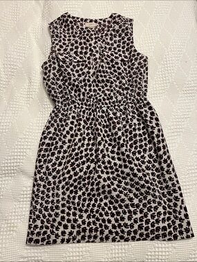 LOFT Sleeveless Mini Dress in White and Dark Maroon Leaf Print